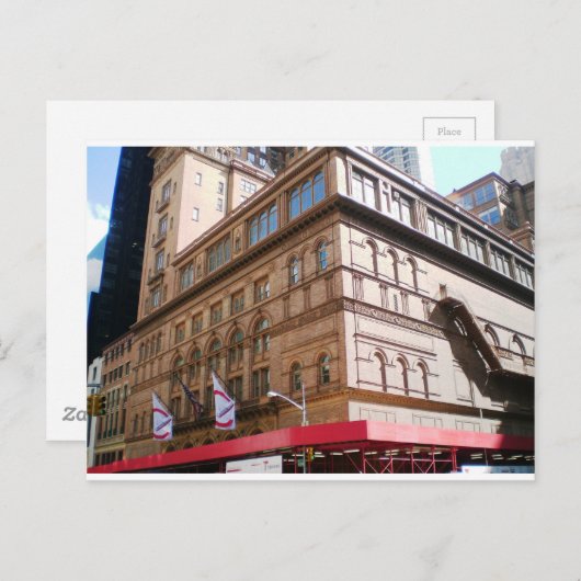 NYC Carnegie Hall Briefkaart (Voorkant / Achterkant)