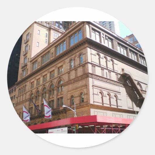 NYC Carnegie Hall Ronde Sticker (Voorkant)