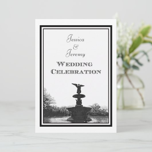 NYC Central Park Bethesda Ft DIY Etch Wedding Kaart (Staand voorkant)