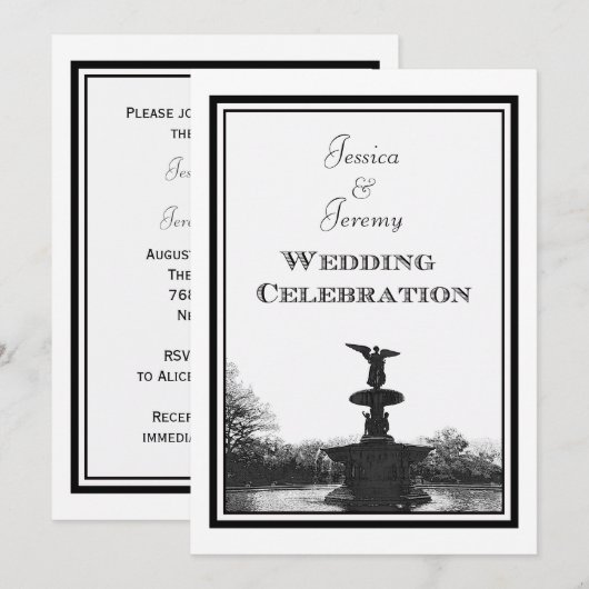 NYC Central Park Bethesda Ft DIY Etch Wedding Kaart (Voorkant / Achterkant)