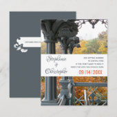 NYC Central Park Damas Pavilion Wedding Save The Date (Voorkant / Achterkant)