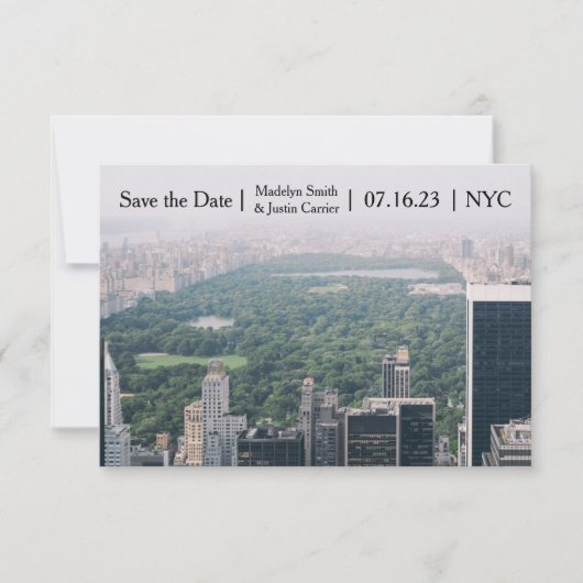NYC Central Park Foto - 3x5 Opslaan Datum Save The Date (Voorkant)