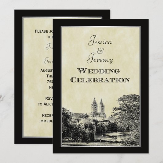 NYC Central Park Lake San Remo geëtst van bruiloft Kaart (Voorkant / Achterkant)