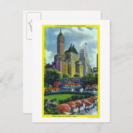 NYC Central Park Uitzicht of 5th Ave Hotels Briefkaart (Voorkant / Achterkant)