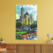 NYC Central Park Uitzicht of 5th Ave Hotels Canvas Afdruk (Insitu (Woonkamer))