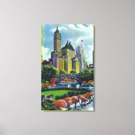 NYC Central Park Uitzicht of 5th Ave Hotels Canvas Afdruk (Voorkant)