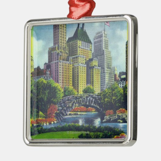 NYC Central Park Uitzicht of 5th Ave Hotels Metalen Ornament (Links)