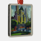 NYC Central Park Uitzicht of 5th Ave Hotels Metalen Ornament (Rechts)