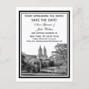 NYC Central Pk Lake San Remo Etch SQ Save the Date Aankondigingskaart