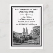 NYC Central Pk Lake San Remo Etch SQ Save the Date Aankondigingskaart (Voorkant)