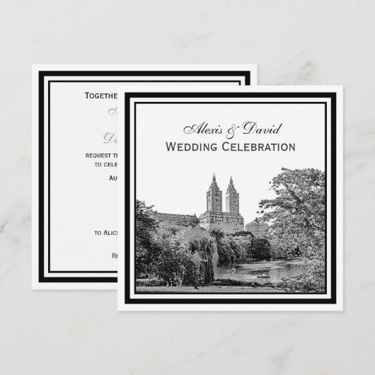 NYC Central PK Lake San Remo geëtst SQ bruiloft Kaart (Voorkant / Achterkant)