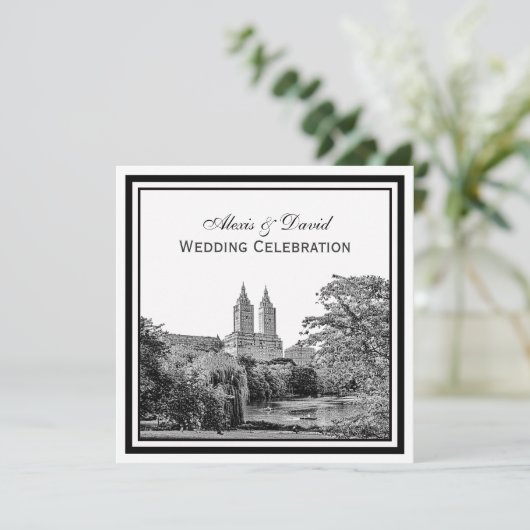 NYC Central PK Lake San Remo geëtst SQ bruiloft Kaart (Staand voorkant)