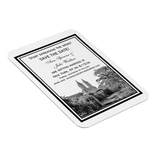 NYC Centrl Pk Lake San Remo Etchd Save the Date Magneet (Rechterzijde)