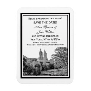 NYC Centrl Pk Lake San Remo Etchd Save the Date Magneet