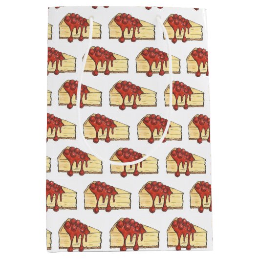 NYC Cherry Cheesecake Slice Dessert bakken Voedsel Medium Cadeauzakje (Voorkant)