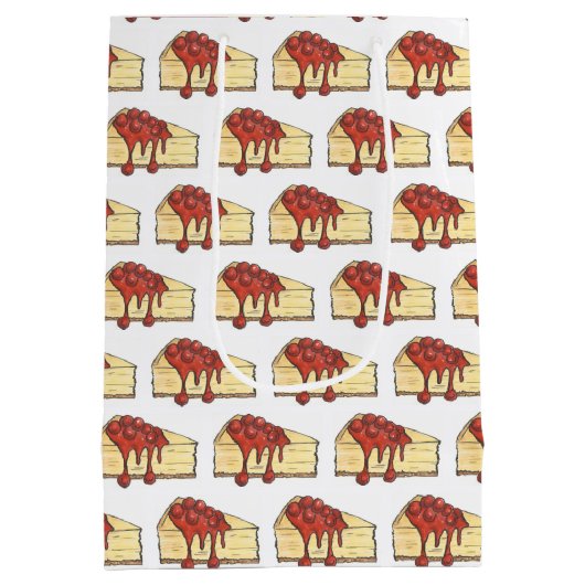 NYC Cherry Cheesecake Slice Dessert bakken Voedsel Medium Cadeauzakje (Achterkant)