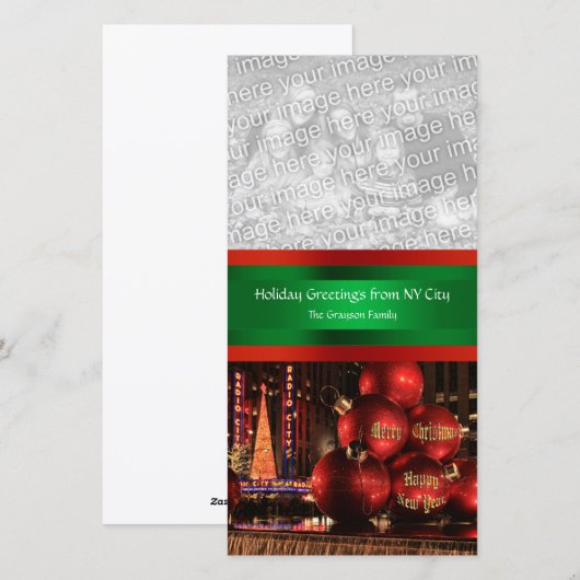 NYC Christmas Giant Ornament Display, uw foto Feestdagenkaart (Voorkant / Achterkant)
