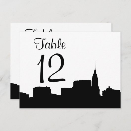 NYC Chrys Skyline Silhouette Blk Whtable Number Briefkaart (Voorkant / Achterkant)