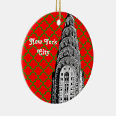 NYC Chrysler Building Dome Red Grn Quatrefoil mas Keramisch Ornament (Rechts)