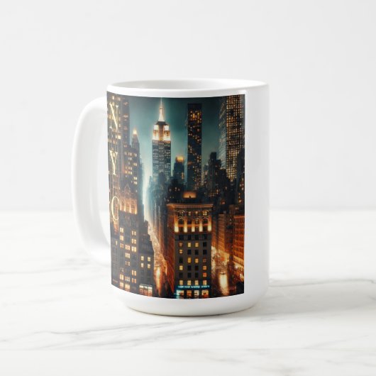 NYC Cityscape Mok – iconische skyline van New York (Voorkant links)