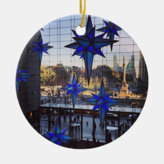 NYC Columbus Cirkel kerstfeestdag New York NY Keramisch Ornament (Voorkant)