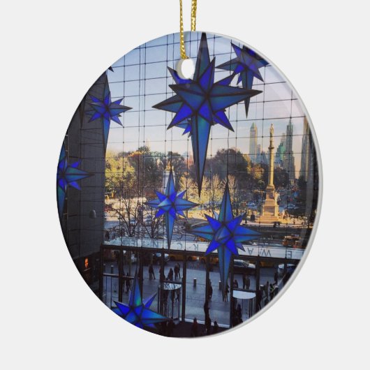 NYC Columbus Cirkel kerstfeestdag New York NY Keramisch Ornament (Links)