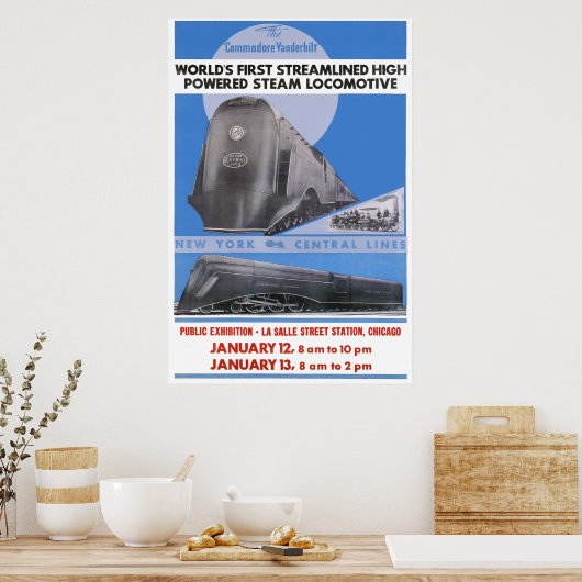 NYC Commodore Vanderbilt Locomotive Poster (Keuken)