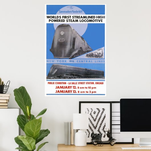 NYC Commodore Vanderbilt Locomotive Poster (Thuiskantoor)