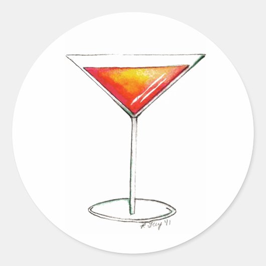 NYC Cosmo Cosmopolitan Cocktail Gemengde Drink Bar Ronde Sticker (Voorkant)