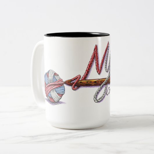 NYC Crochet Guild 15oz mok (Voorkant links)