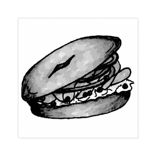 NYC Deli Bagel Cream Kaas Kappers Uien Lox Rubberstempel (Afrduk)