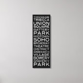 NYC Districten Parken & Wijken | op zwart Canvas Afdruk (Voorkant)