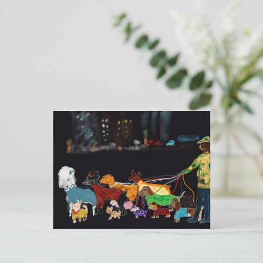 Nyc Dogwalker Feestdagenkaart (Staand voorkant)