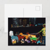 Nyc Dogwalker Feestdagenkaart (Voorkant / Achterkant)