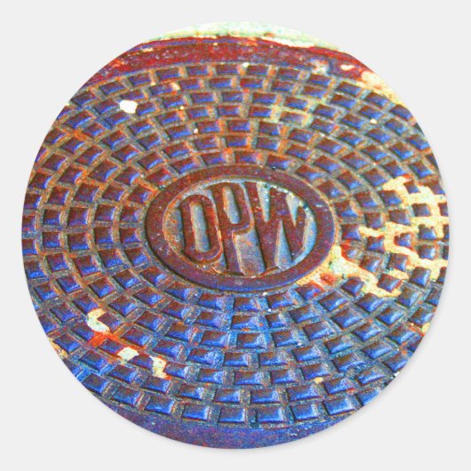 NYC DPW Manhole Hoesje Sticker (Voorkant)
