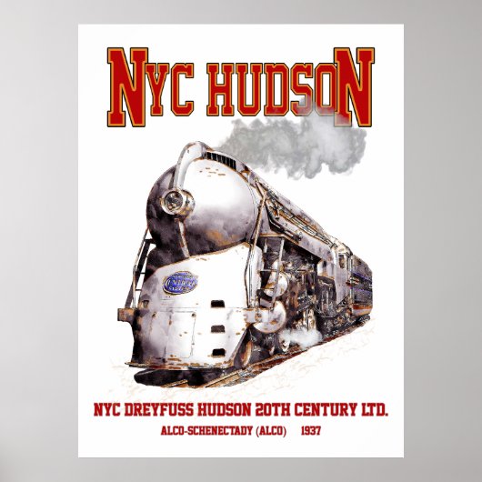 NYC Dreyfuss Hudson Loco. 20th Century Limited Poster (Voorkant)