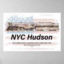 NYC Dreyfuss Hudson-locomotief. Amerikaanse vlag