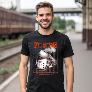 NYC Dreyfuss Hudson-locomotief. Amerikaanse vlag T-shirt