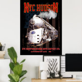 NYC Dreyfuss Hudson Locomotive. American flag Poster (Thuiskantoor)