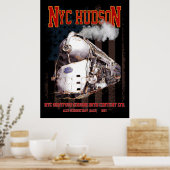 NYC Dreyfuss Hudson Locomotive. American flag Poster (Keuken)