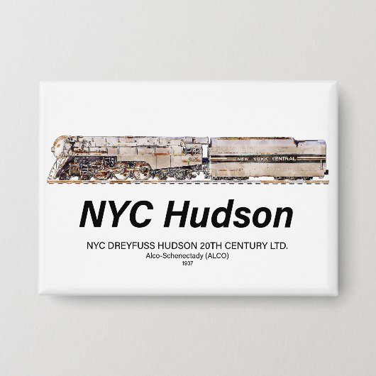 NYC Dreyfuss Hudson Steam Locomotive. Profile Button (Voorkant)