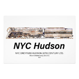 NYC Dreyfuss Hudson Steam Locomotive. Profile Foto Afdruk