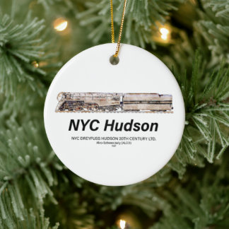 NYC Dreyfuss Hudson Steam Locomotive. Profile Keramisch Ornament