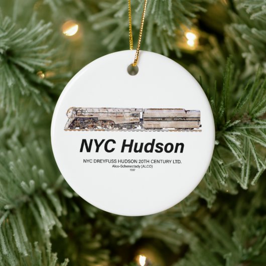NYC Dreyfuss Hudson Steam Locomotive. Profile Keramisch Ornament (Boom)