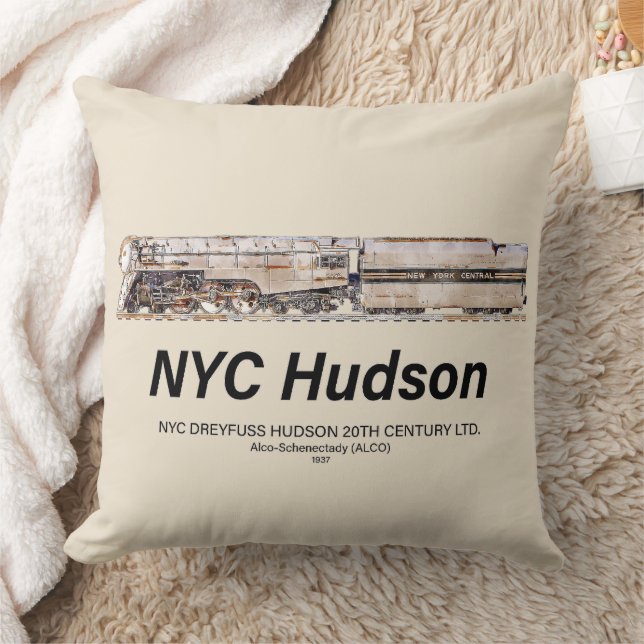 NYC Dreyfuss Hudson Steam Locomotive. Profile Kussen (Deken)