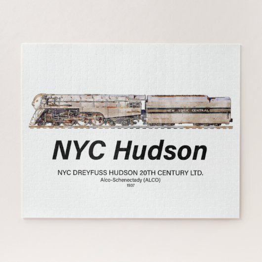 NYC Dreyfuss Hudson Steam Locomotive. Profile Legpuzzel (Horizontaal)