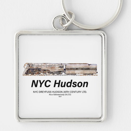 NYC Dreyfuss Hudson Steam Locomotive. Profile Sleutelhanger (Voorkant)