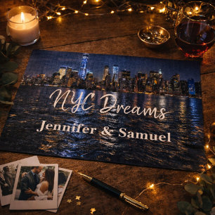 NYC Dromen Romantische Silhouet Koppel Aandenken Legpuzzel