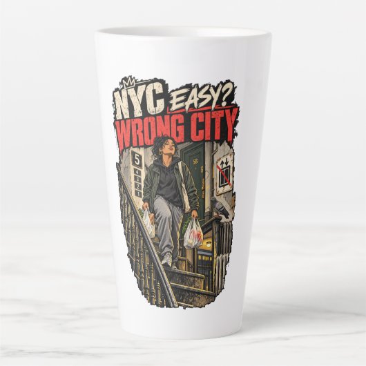 NYC Easy Verkeerde Stad Latte Mok (Voorkant)