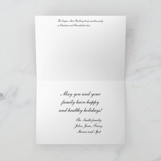 NYC Empire State Blog In Kerstmis Chanoeka kleuren Feestdagen Kaart (Binnen)